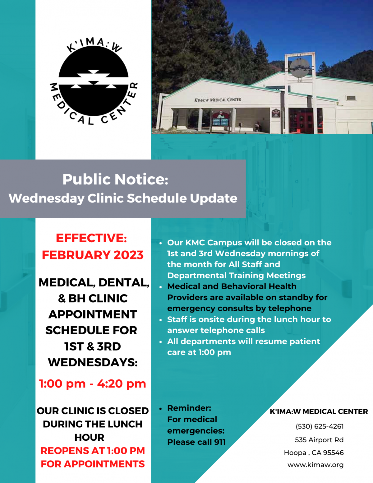 2023 KMC Wednesday Clinic Schedule Update