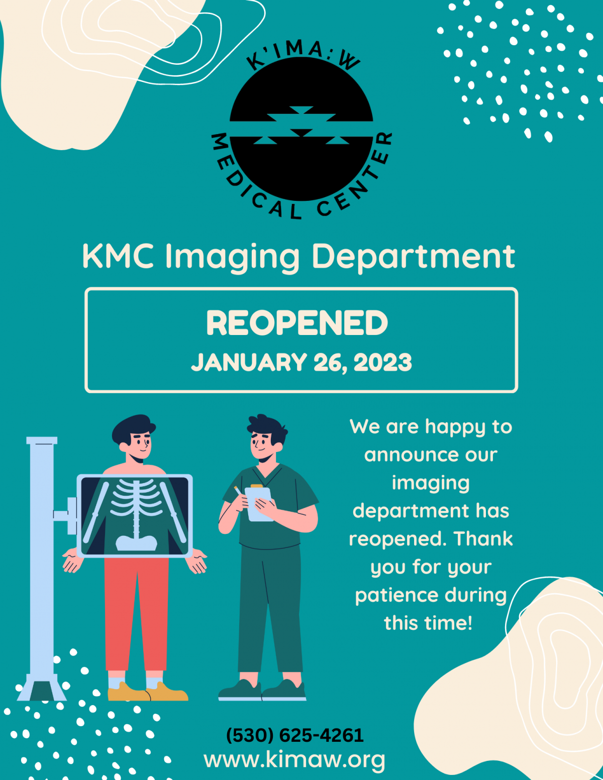 Imaging Department Reopened 1.26.2023